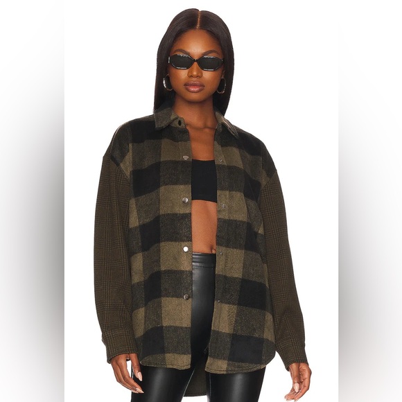 Steve Madden Sophia Plaid Flannel Button-Up Shirt Jacket Shacket Small
